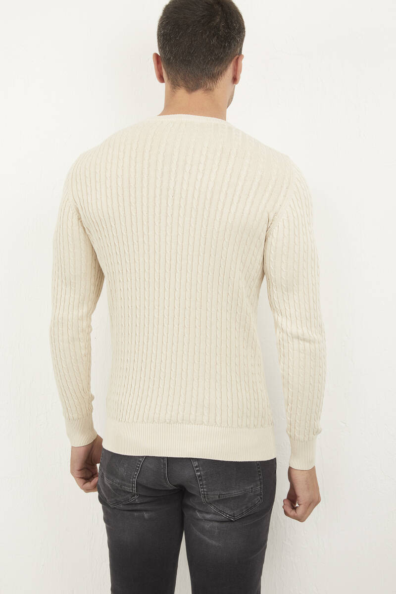 Peter V Neck Men's Knitwear Sweater Beige - 4