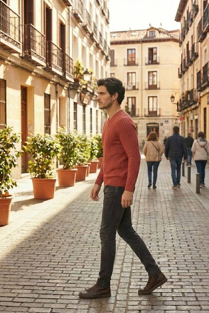 Peter V-Neck Men's Knitwear Sweater Claret Red - 5