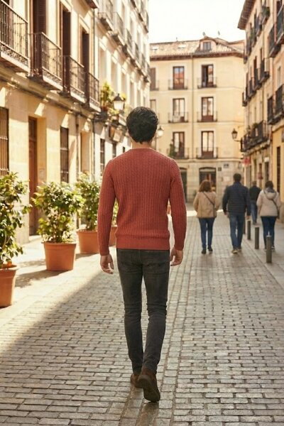 Peter V-Neck Men's Knitwear Sweater Claret Red - 6