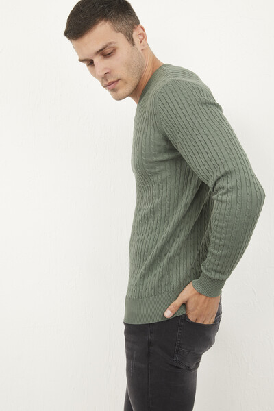 Peter V Neck Men's Knitwear Sweater Green - 3