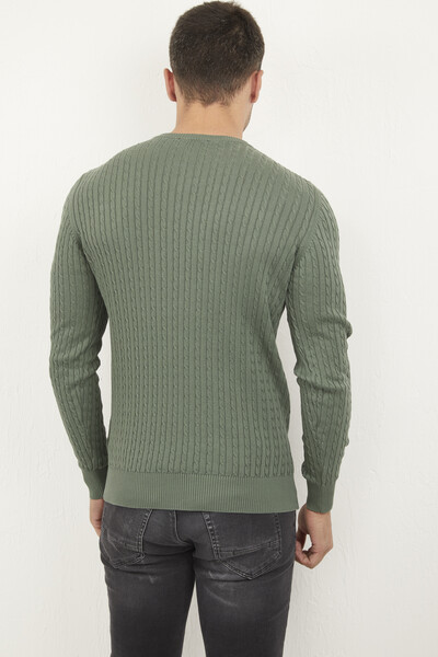 Peter V Neck Men's Knitwear Sweater Green - 4