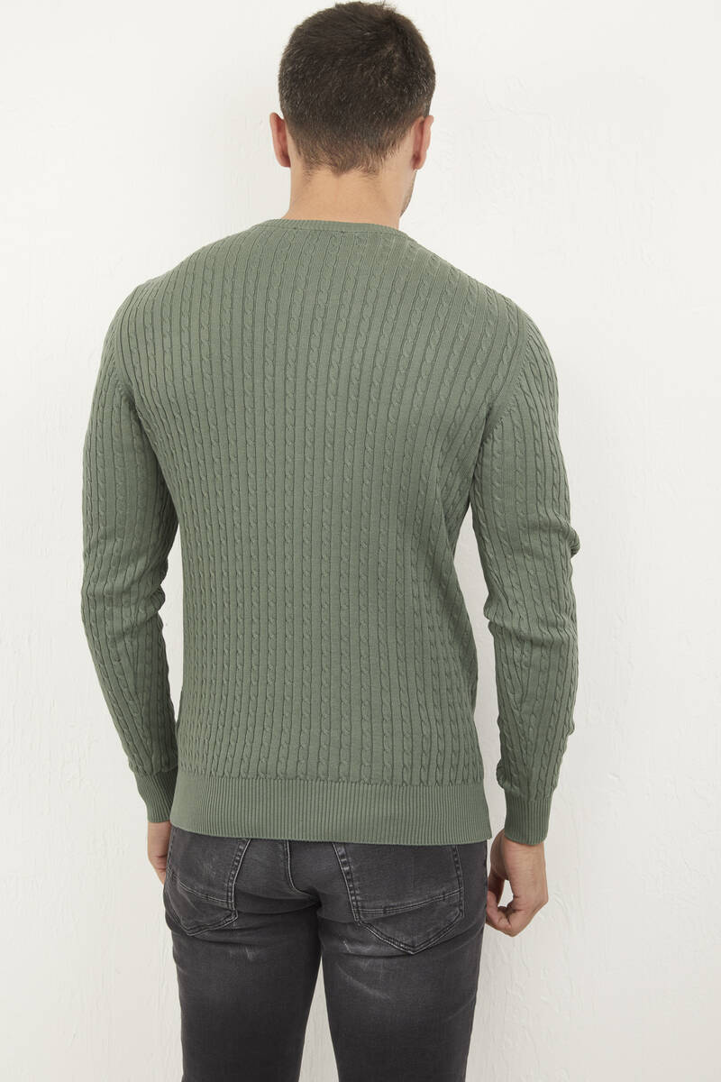 Peter V Neck Men's Knitwear Sweater Green - 4