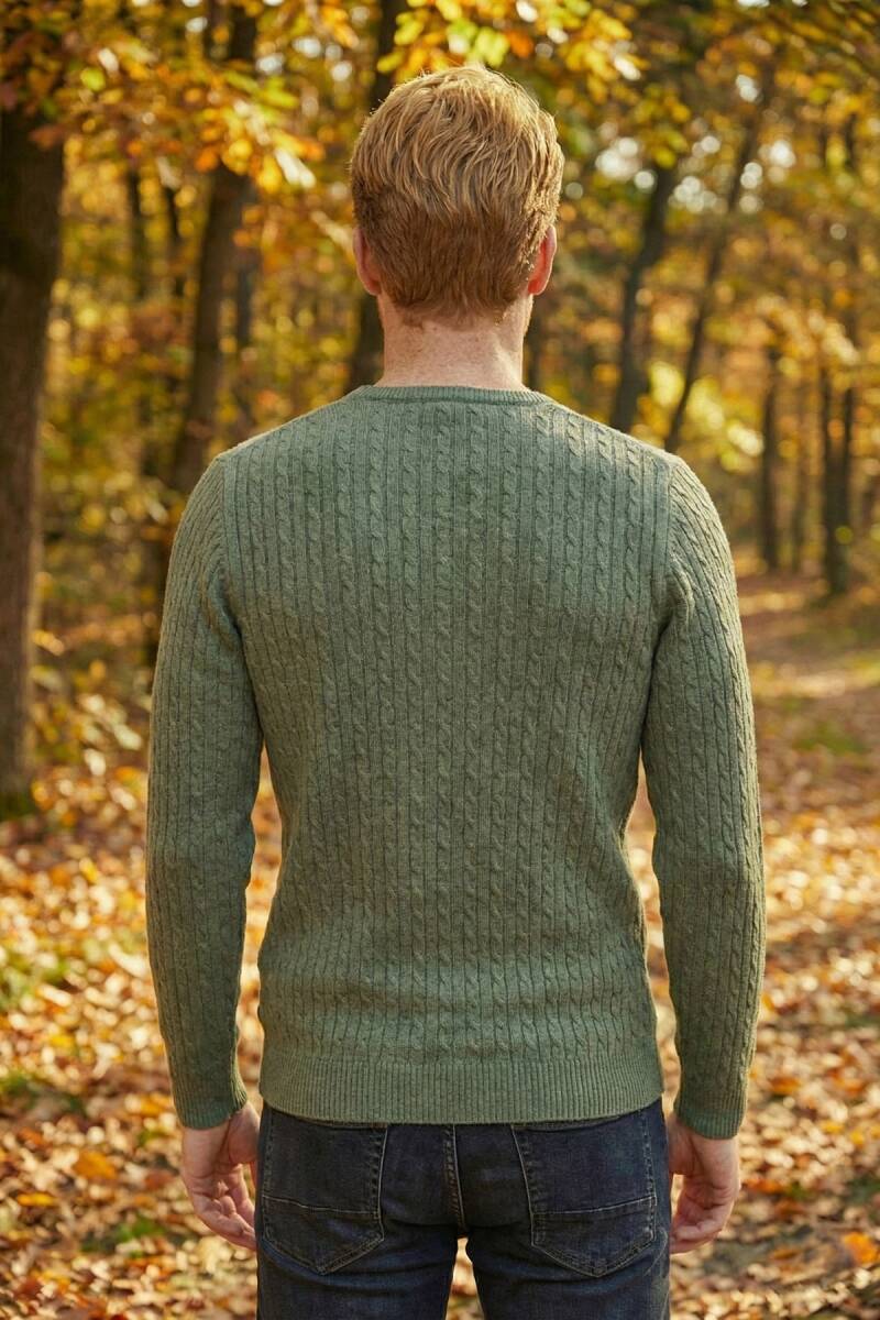 Peter V Neck Men's Knitwear Sweater Green - 7