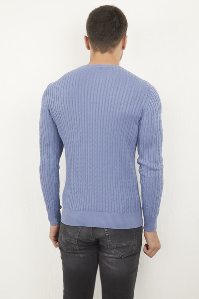 Peter V Neck Men's Knitwear Sweater Indigo - 4