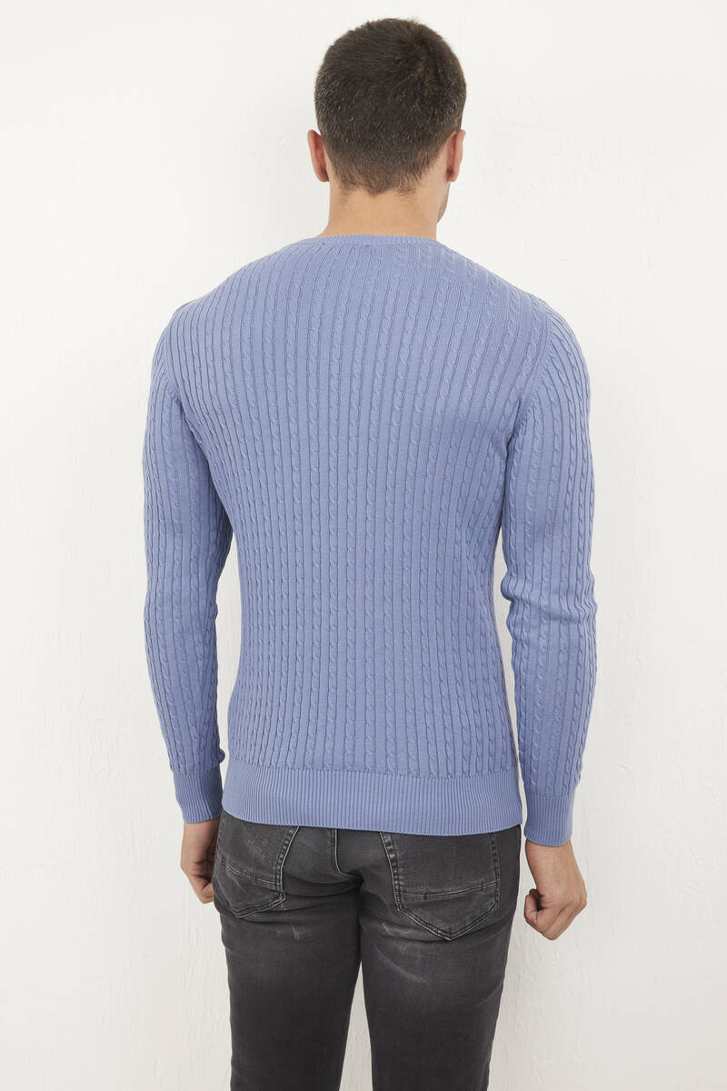 Peter V Neck Men's Knitwear Sweater Indigo - 4