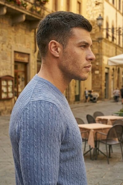 Peter V Neck Men's Knitwear Sweater Indigo - 6