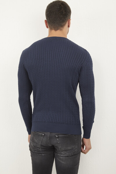 Peter V-Neck Men's Knitwear Sweater Navy Blue - 4
