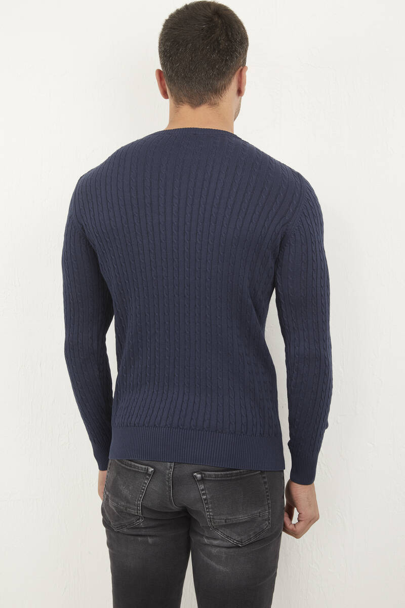 Peter V-Neck Men's Knitwear Sweater Navy Blue - 4
