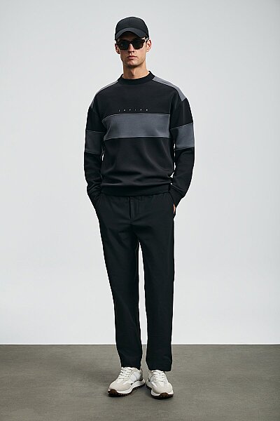 Pıeces Erkek Sweatshirt Siyah - LUFIAN