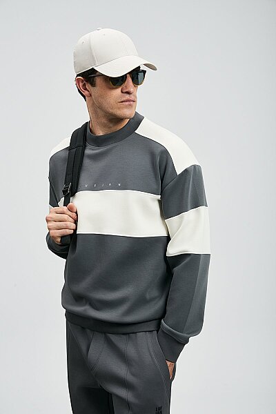 Pıeces Men’s Sweatshirt Dark Grey - LUFIAN
