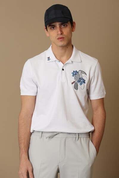 LUFIAN - Pılate Bird Embroidered Polo Shirt for Nature Lovers