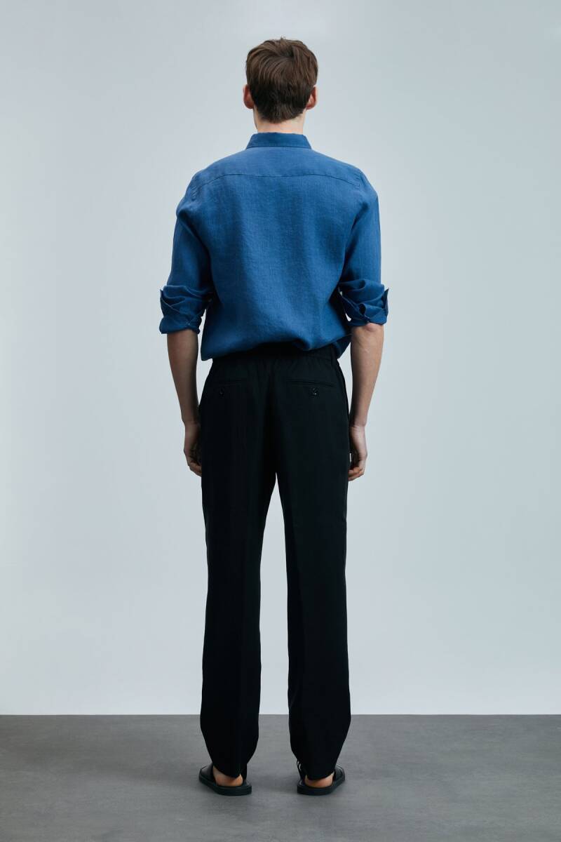 Pitaya Erkek Keten Gömlek Comfort Fit Saks - 6