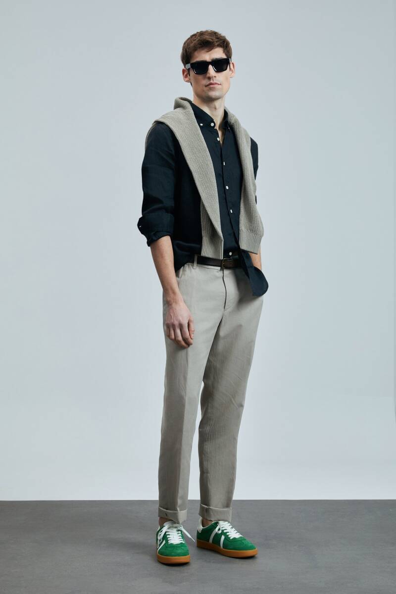 Pitaya Erkek Keten Gömlek Comfort Fit Siyah - 2