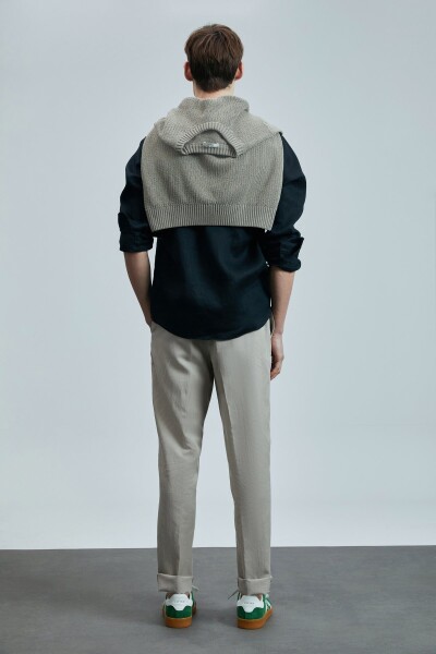 Pitaya Erkek Keten Gömlek Comfort Fit Siyah - 6