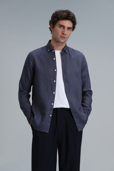 Pitaya Men's Linen Shirt Comfort Fit Anthracite - 1