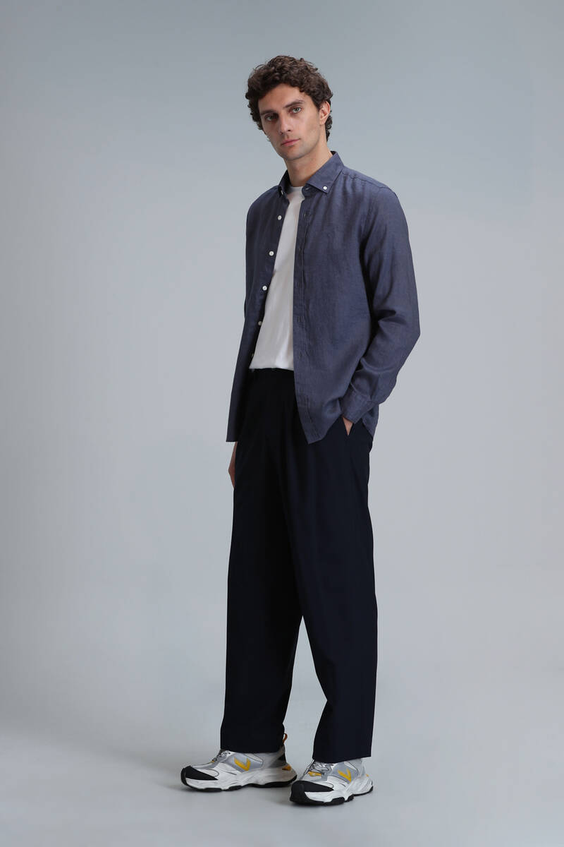 Pitaya Men's Linen Shirt Comfort Fit Anthracite - 2