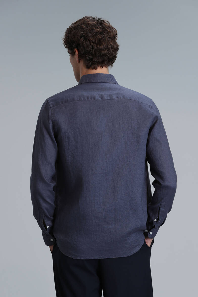 Pitaya Men's Linen Shirt Comfort Fit Anthracite - 6