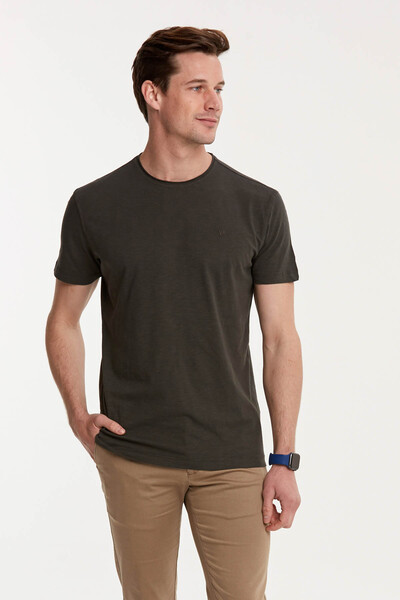 VOLTAJ - Plain Flared Single Jersey Round Neck Men's T-Shirt (1)