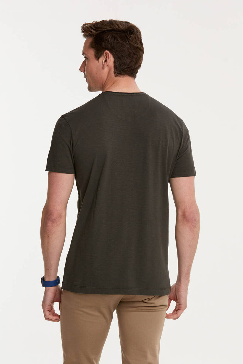 Plain Flared Single Jersey Round Neck Men's T-Shirt