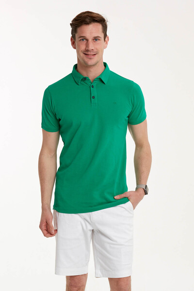 Polo Neck Men's T-Shirt with Same Collar - Thumbnail