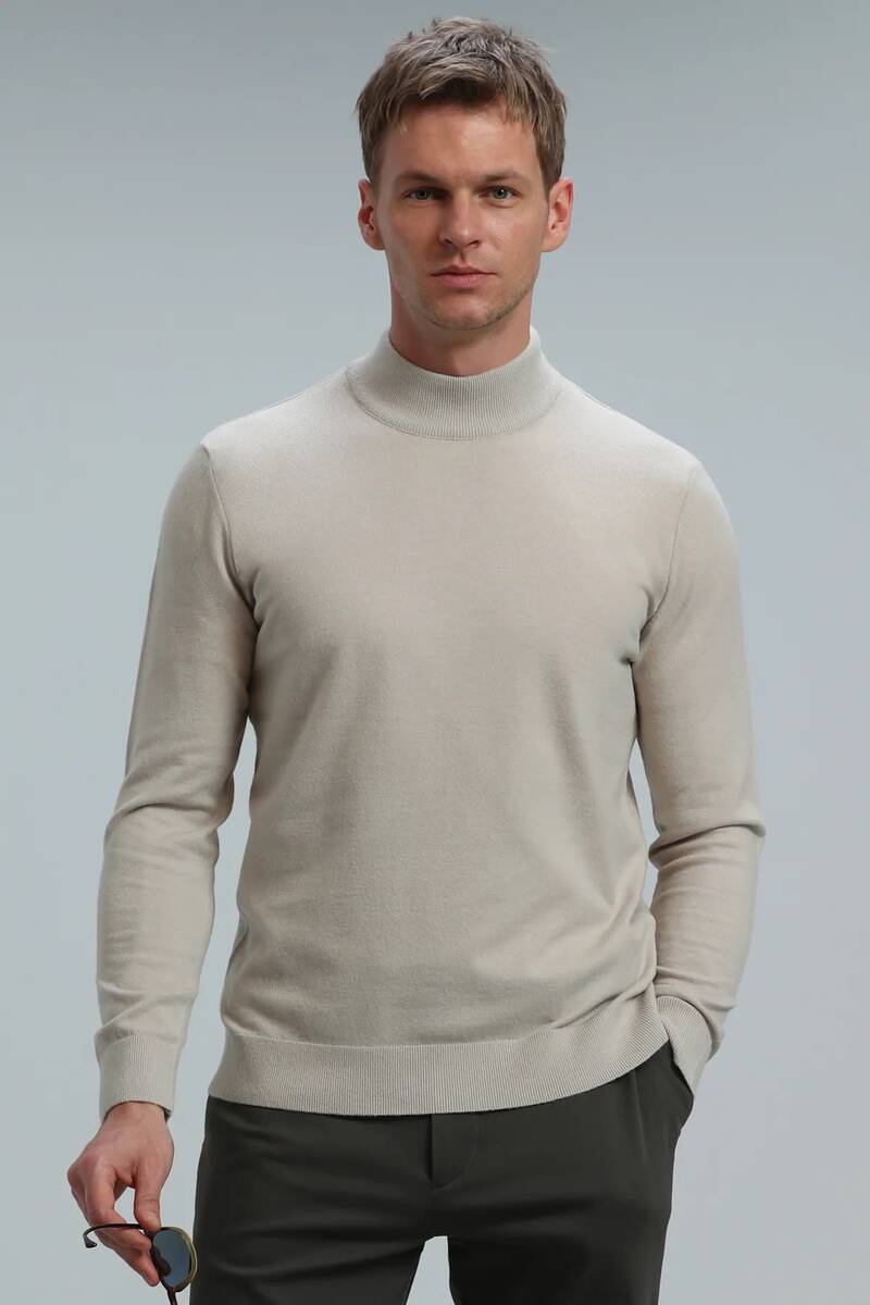 Port Half Fisherman Men's Sweater Ecru - 1