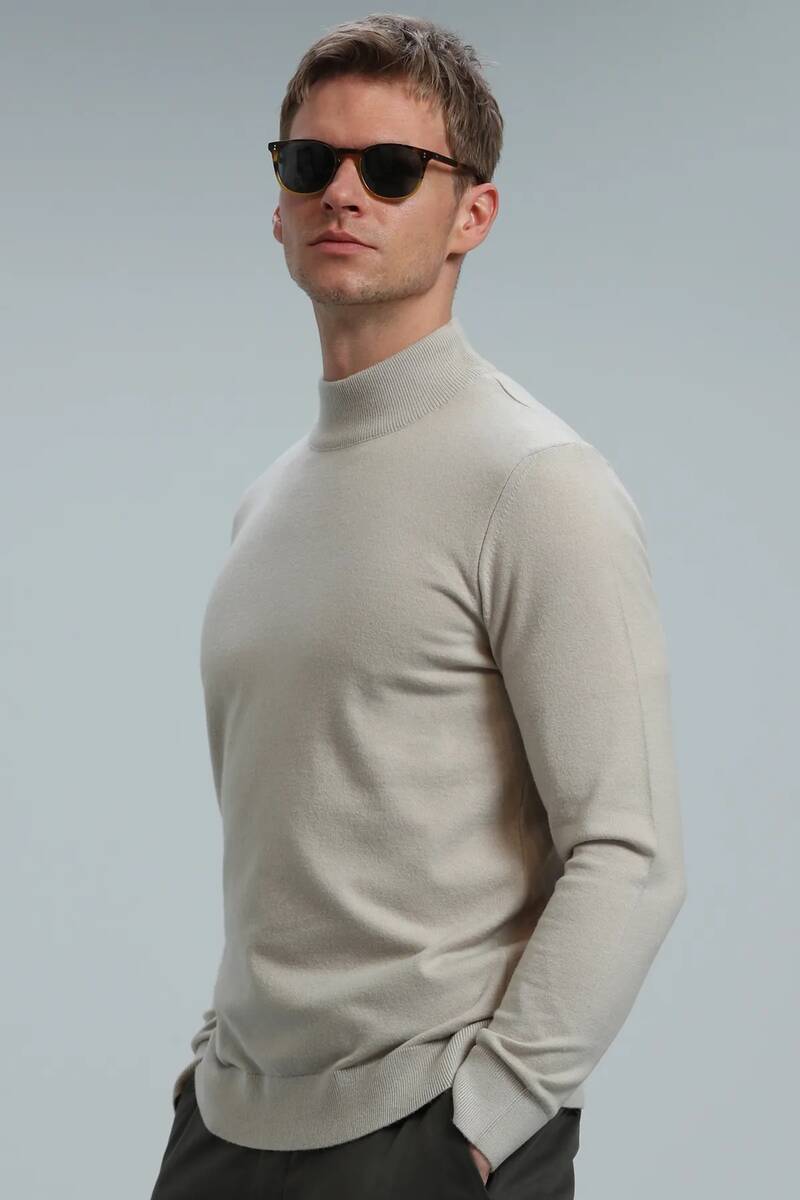 Port Half Fisherman Men's Sweater Ecru - 3
