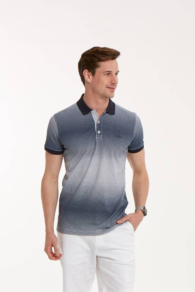Printed Buttoned Polo Neck Men's T-Shirt