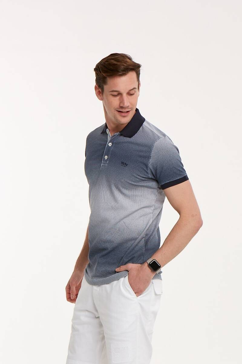 Printed Buttoned Polo Neck Men's T-Shirt - 3