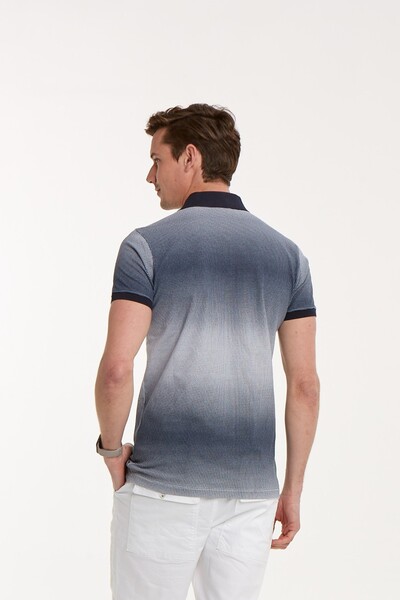 Printed Buttoned Polo Neck Men's T-Shirt - Thumbnail