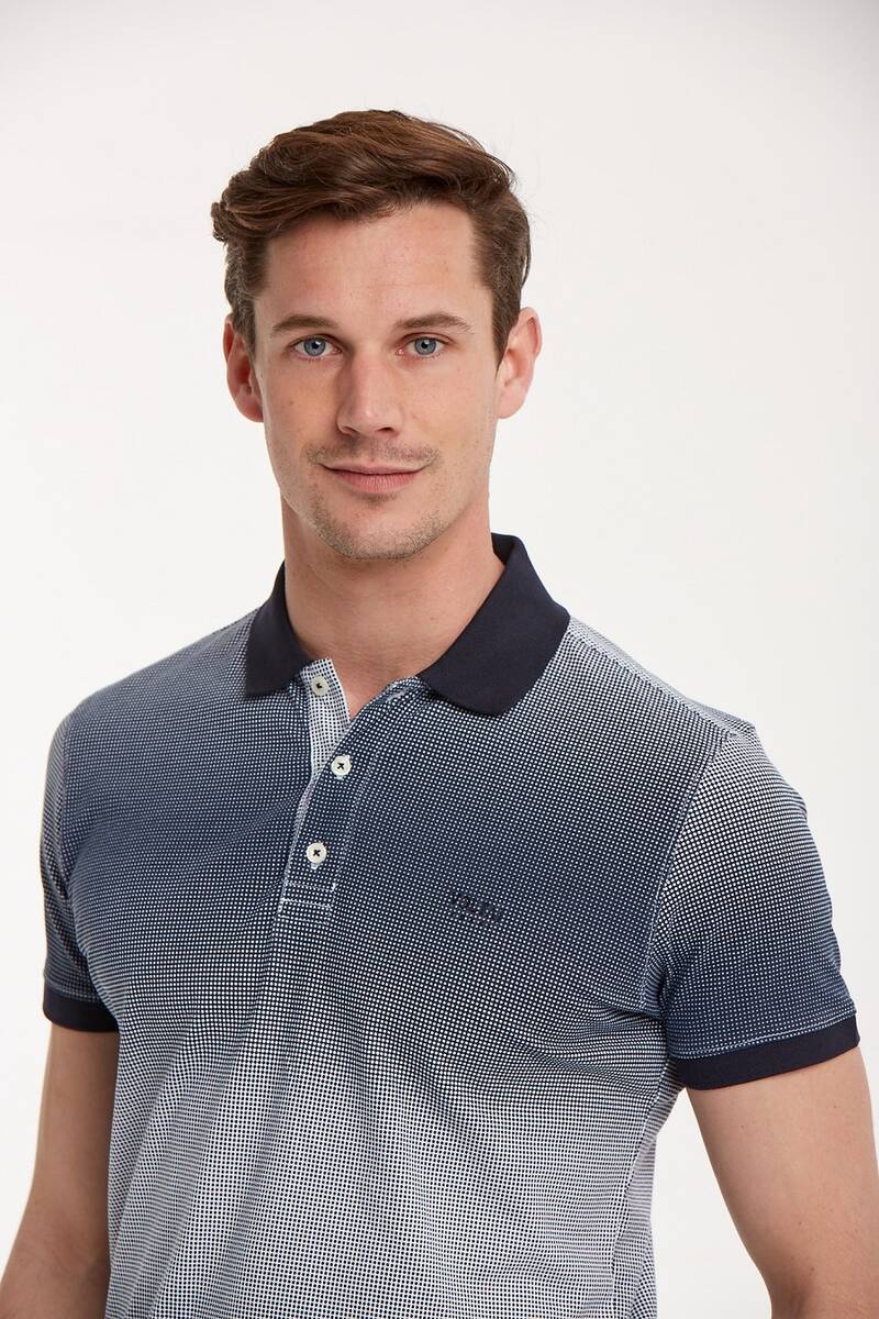 Printed Buttoned Polo Neck Men's T-Shirt - 5
