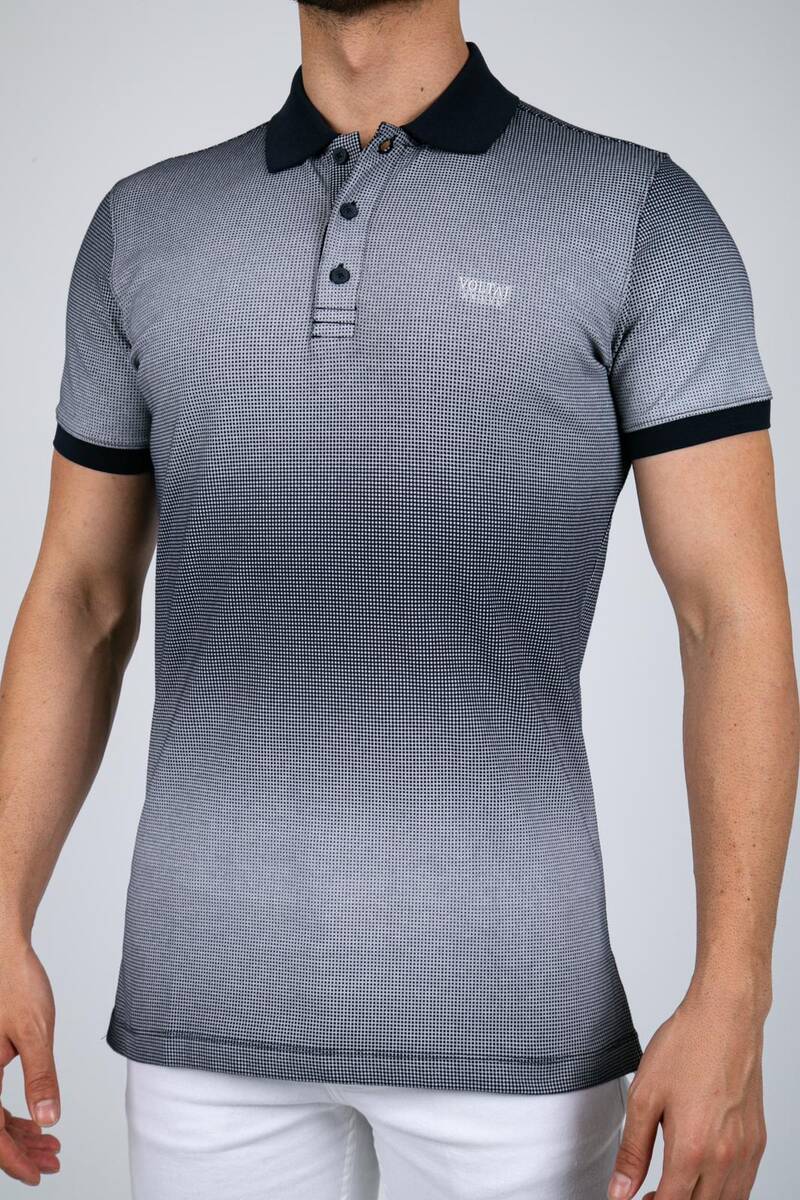 Printed Buttoned Polo Neck Men's T-Shirt
