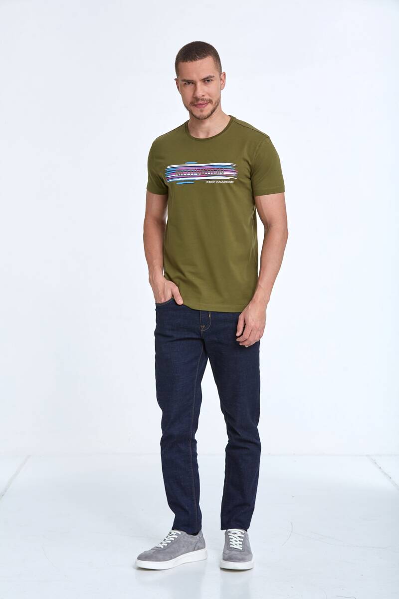 Quinn Printed Men's T-Shirt Khaki - 2