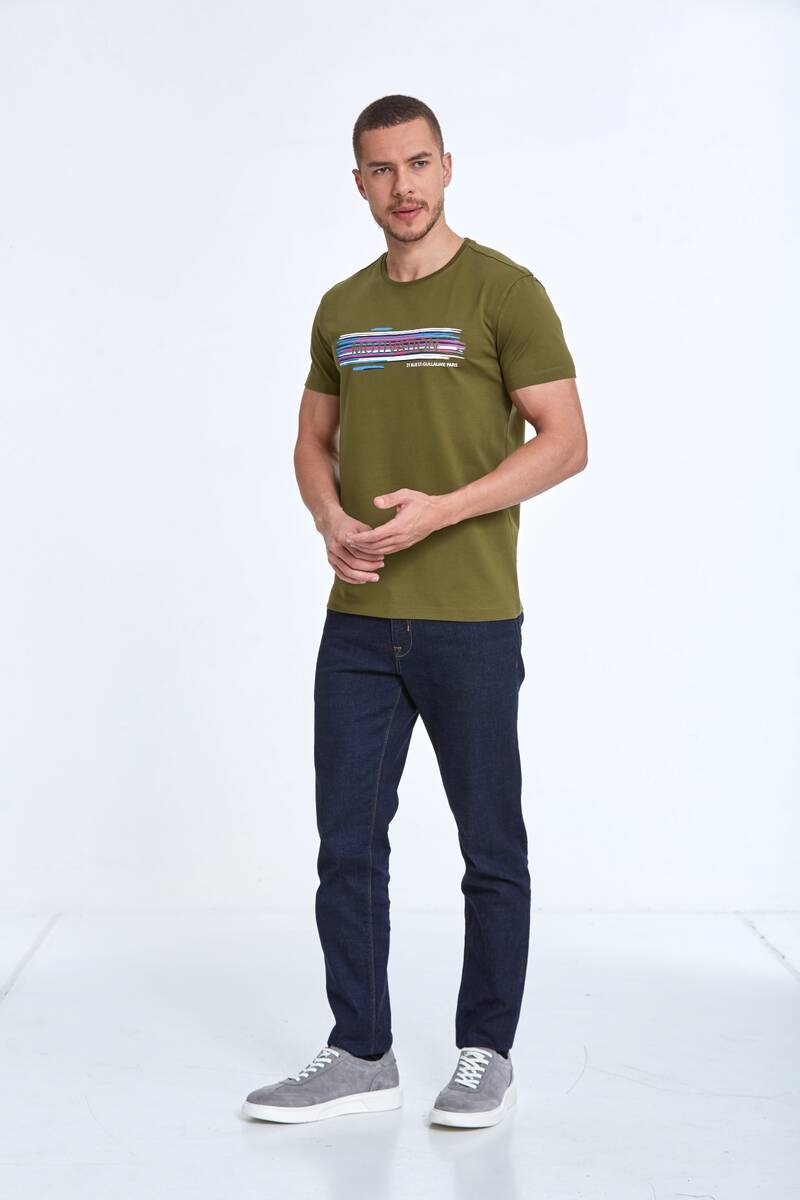 Quinn Printed Men's T-Shirt Khaki - 4