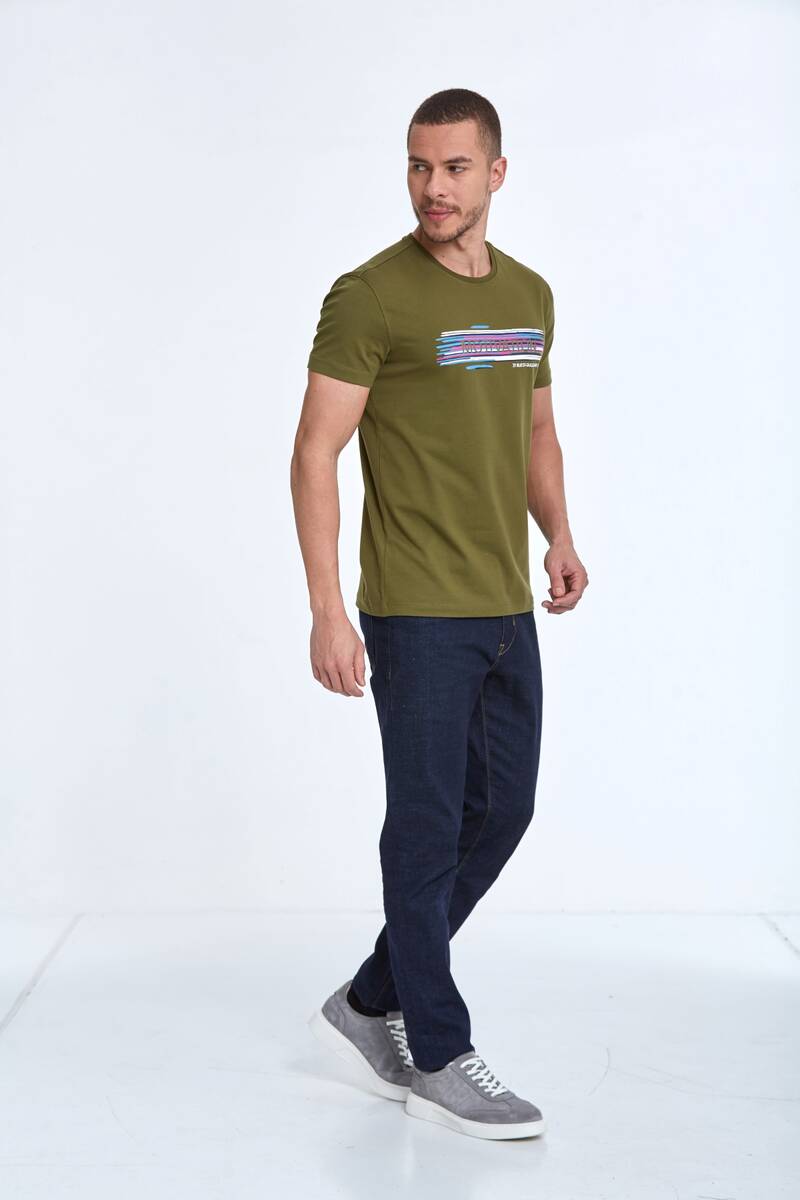 Quinn Printed Men's T-Shirt Khaki - 3