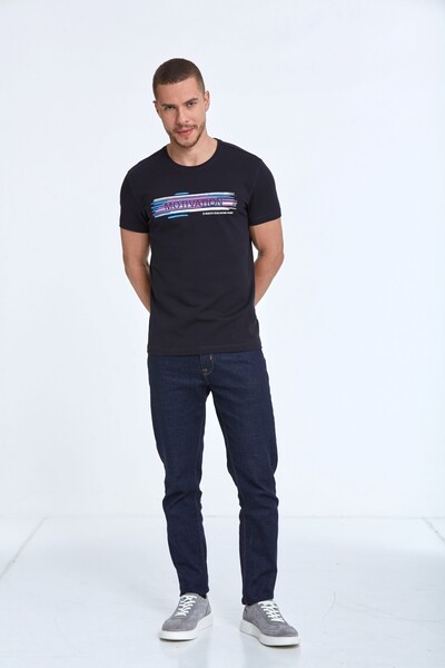 Quinn Printed Men's T-Shirt Navy Blue - 2
