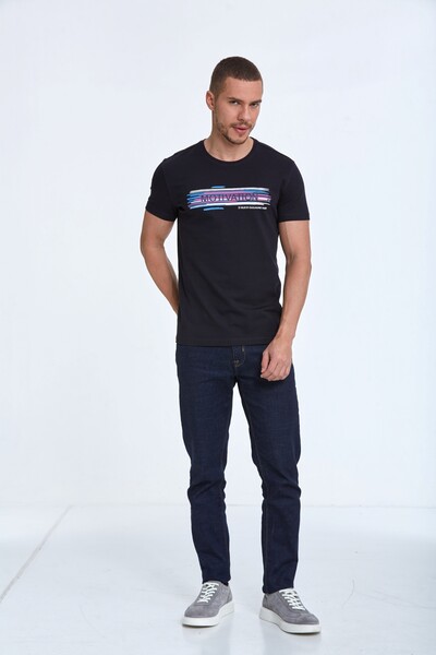 Quinn Printed Men's T-Shirt Navy Blue - 3