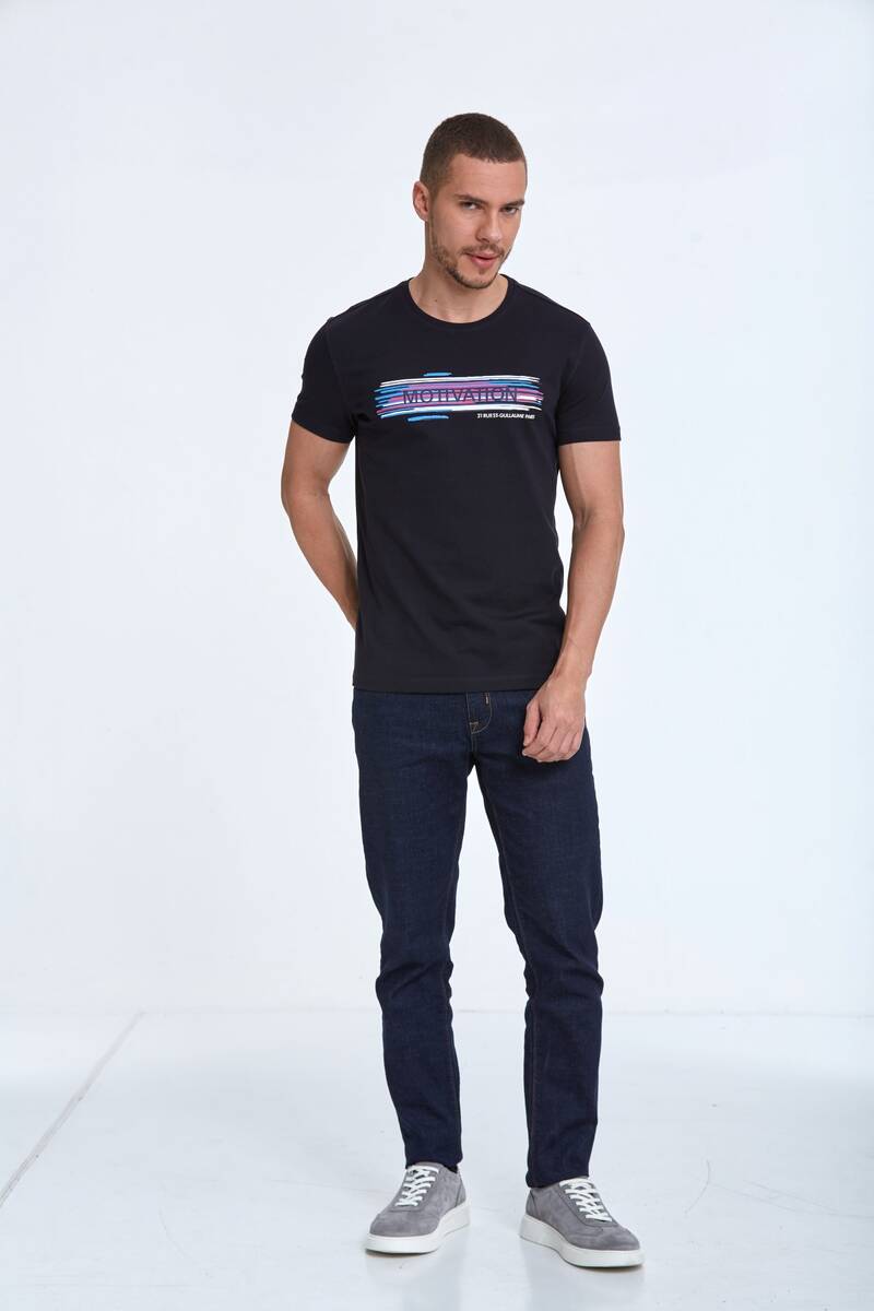 Quinn Printed Men's T-Shirt Navy Blue - 3