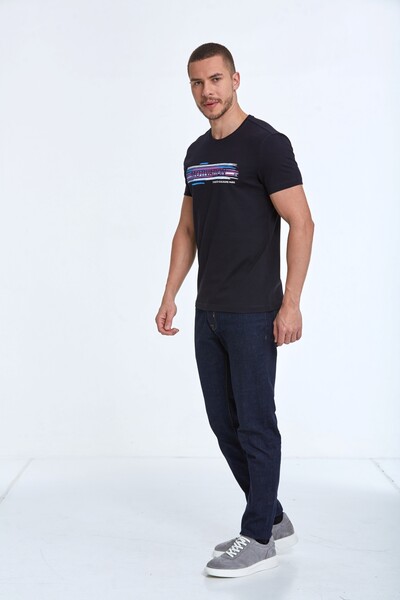 Quinn Printed Men's T-Shirt Navy Blue - 4