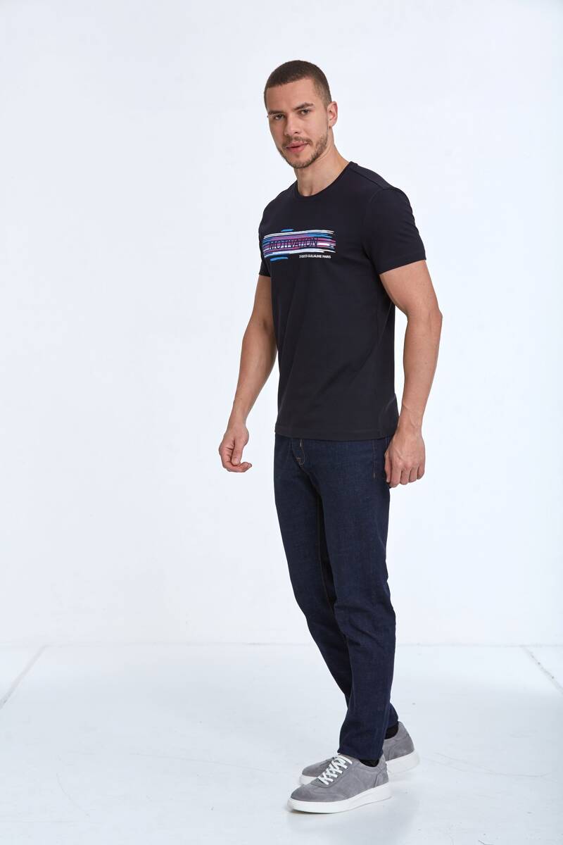 Quinn Printed Men's T-Shirt Navy Blue - 4