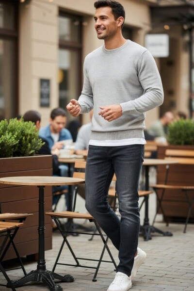 Rafael Slim Fit Kot Pantolon Antrasit - 1