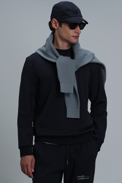Randal Men's Sweatshirt Navy Blue - LUFIAN