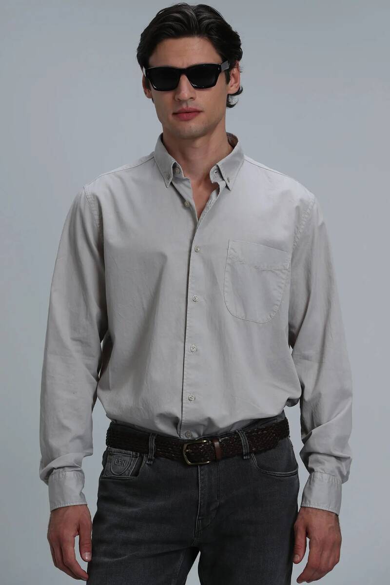 Real Erkek Basic Gömlek Comfort Fit Bej - 5