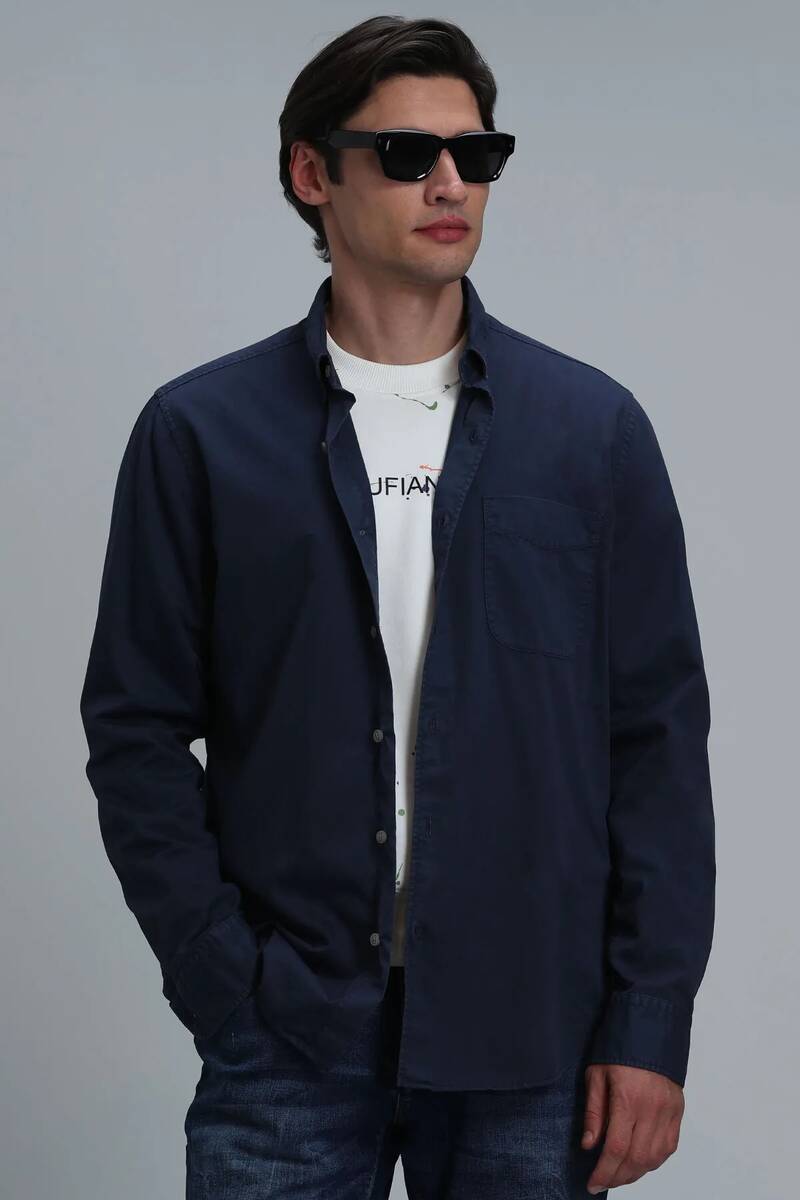 Real Erkek Basic Gömlek Comfort Fit Lacivert - 1