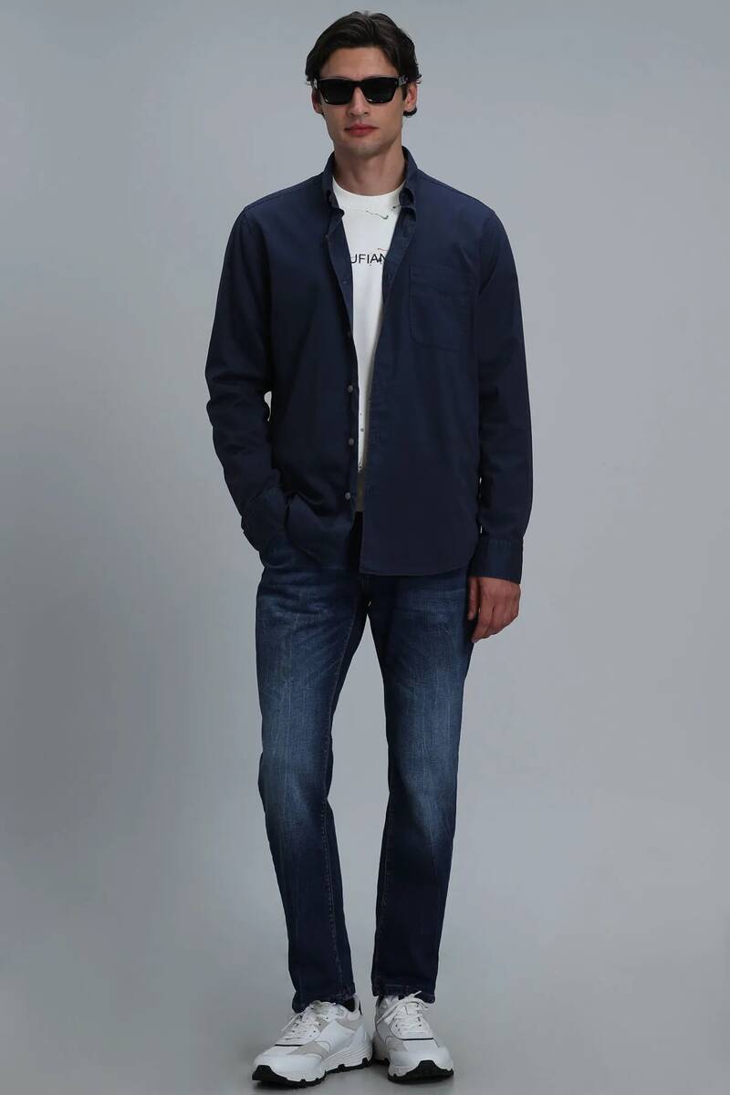 Real Erkek Basic Gömlek Comfort Fit Lacivert - 2