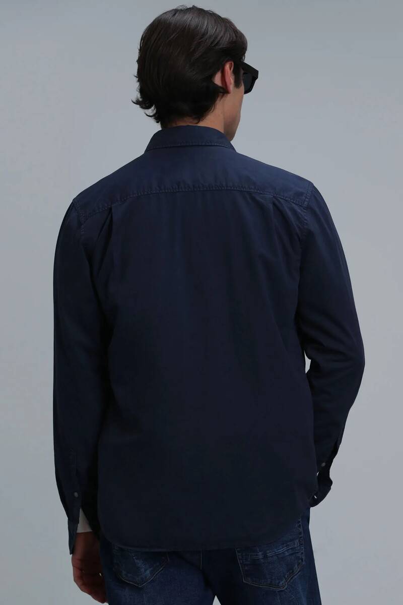 Real Erkek Basic Gömlek Comfort Fit Lacivert - 6