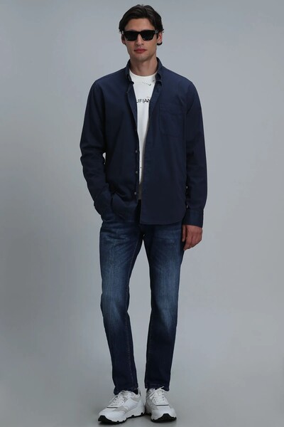 Real Men's Basic Shirt Comfort Fit Navy Blue - 2