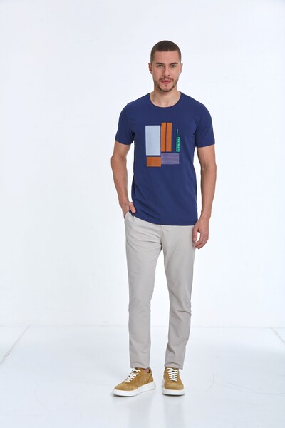 VOLTAJ - Rectangle Printed Cotton Crew Neck T-Shirt (1)