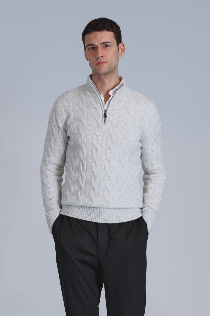 Ricco Erkek Kazak Açık Gri - 5