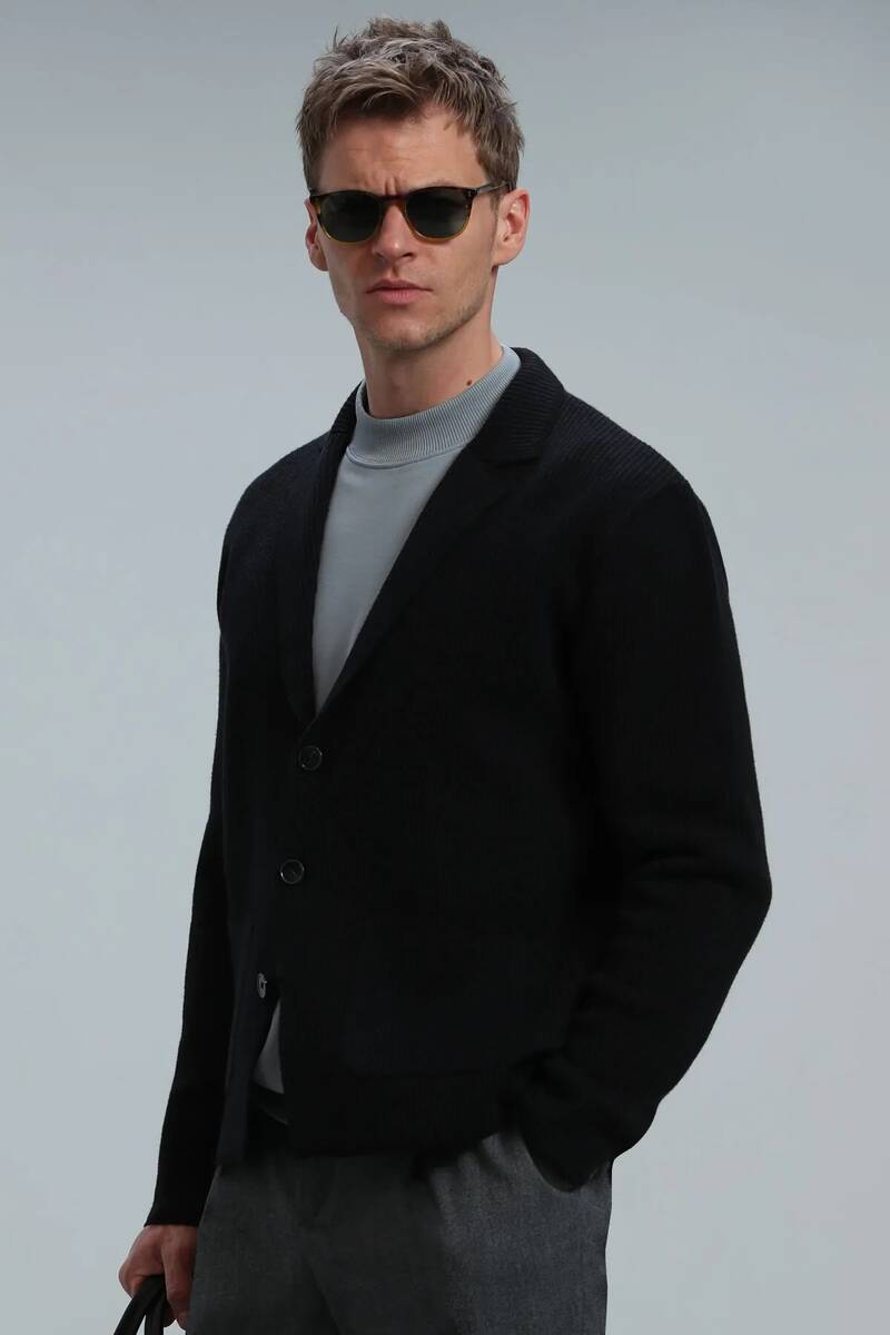 Rich Men's Cardigan Navy Blue - 3