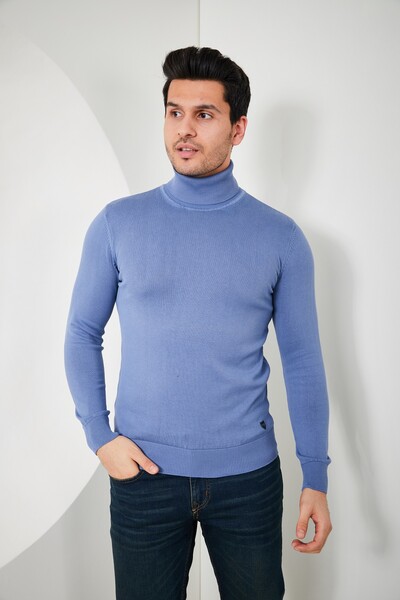 Richie Turtleneck Men's Sweater Indigo - 1
